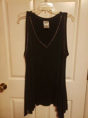 Vocal Black V Neck Top.